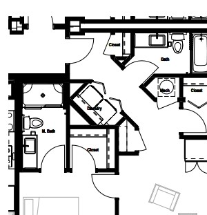 Two Bed Floor Plan Two Bed Floor Plan at Skyline Tower Apartments, Fort Wayne, Indiana